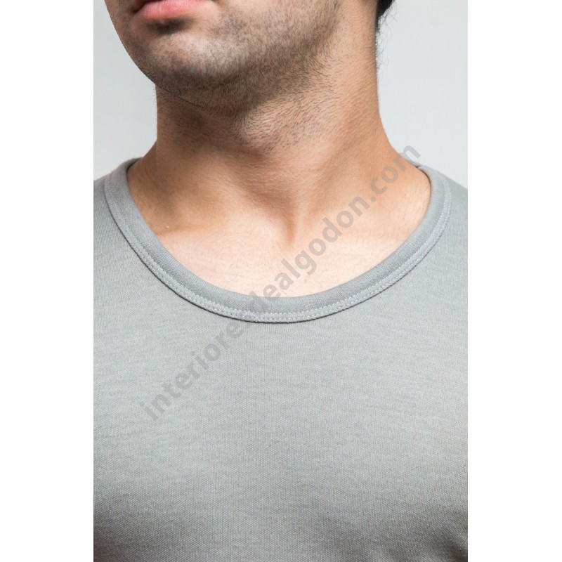 camiseta interior manga larga color gris, hombre chico, algodón térmica, felpa, afelpada frío invierno
