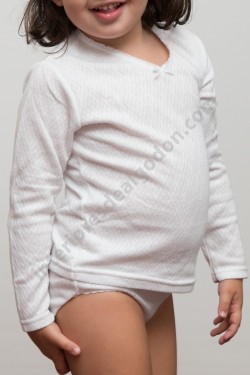 camiseta interior de algodón, manga larga para niña con felpa interior de invierno, frío térmica, infantil algodón