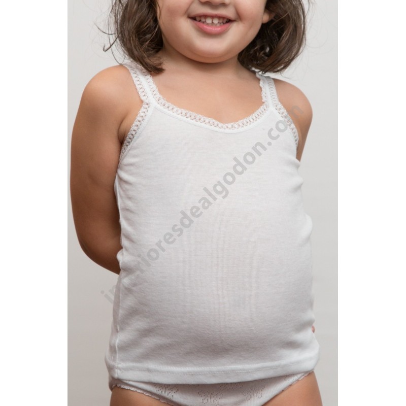 camiseta interior para niña, tirantes finos, tiras, algodón, verano, fabricada en españa